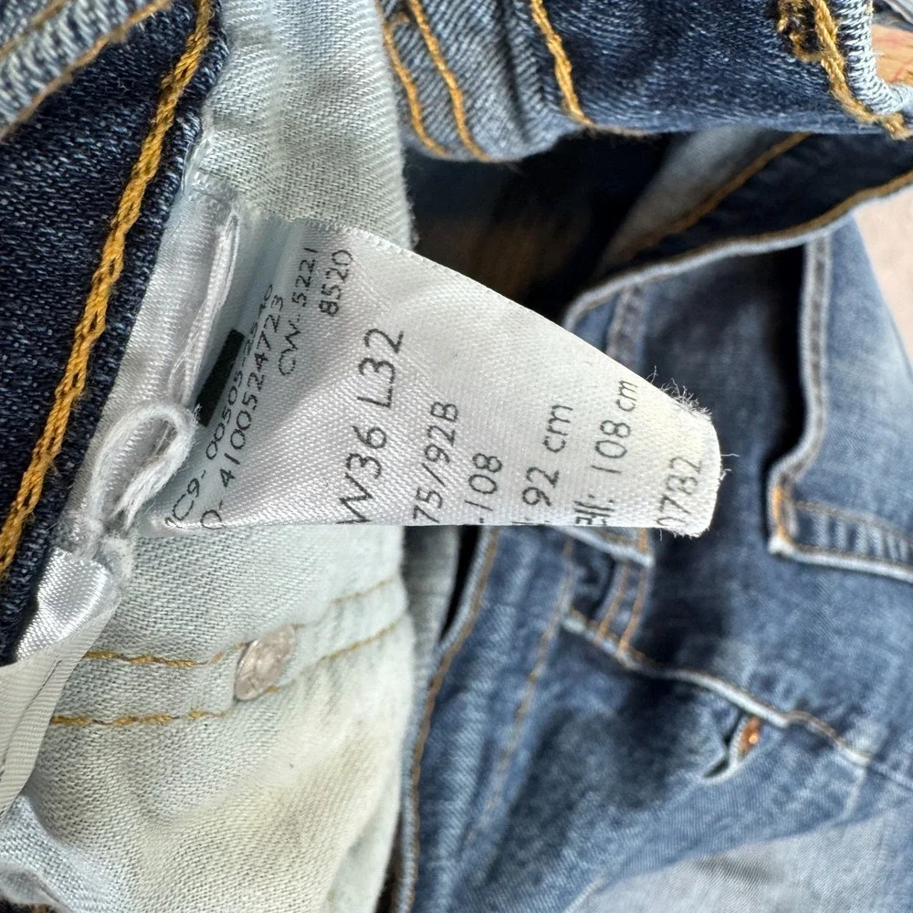 Levis 505 Jeans Mens 36x32 Blue Denim Regular‎ Fit Straight Leg Western Cowboy
